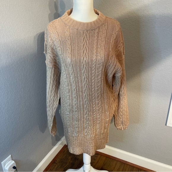 Free People Good as Gold Cable Knit Sweater Dress Size XS - Picture 3 of 9